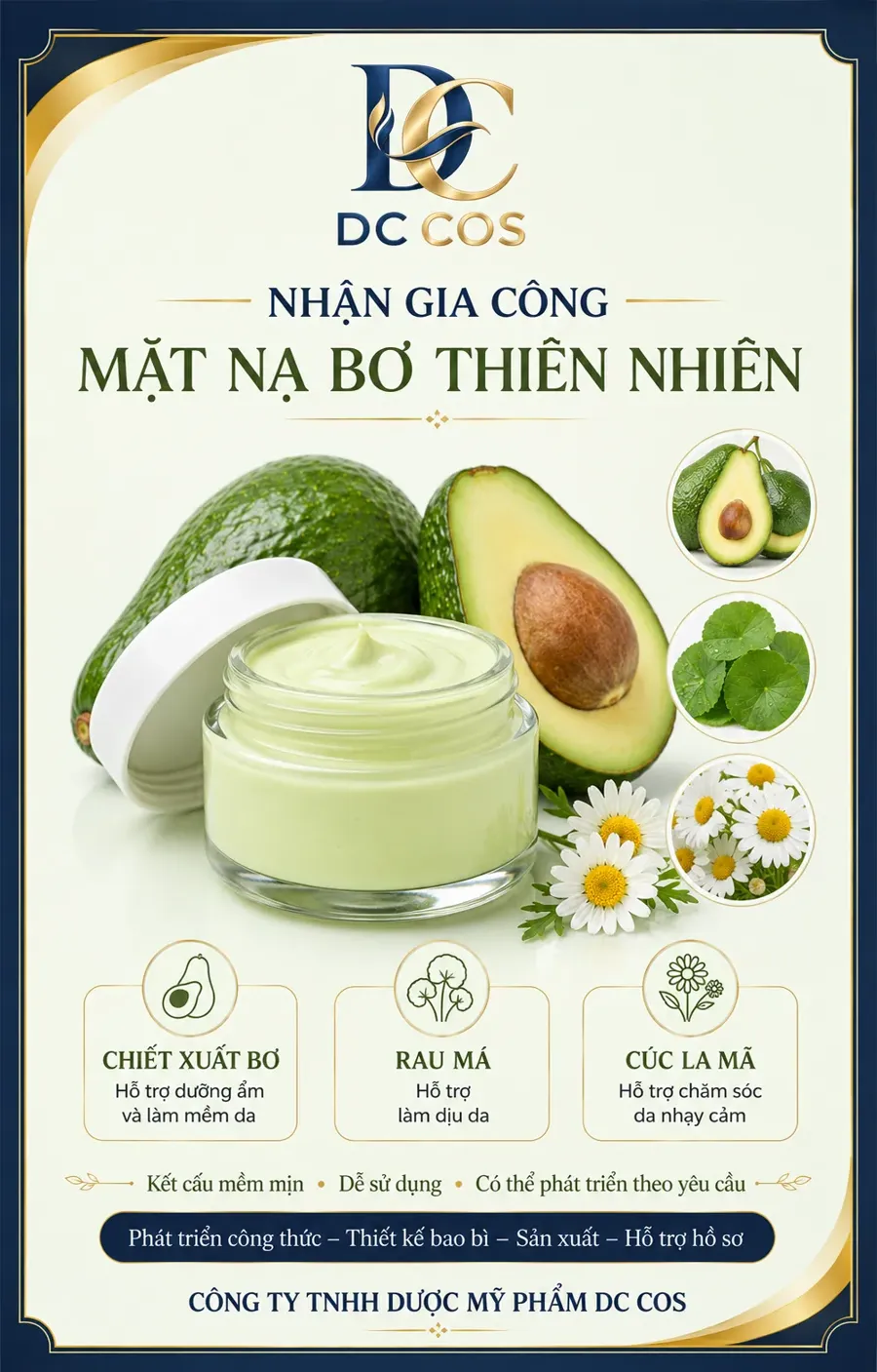 Gia công mặt nạ bơ thiên nhiên