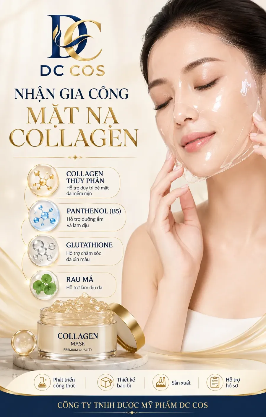 Gia công mặt nạ collagen