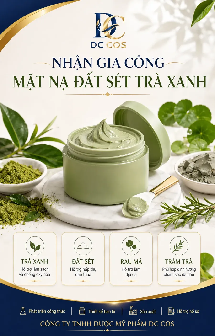 Gia công mặt nạ đất sét trà xanh