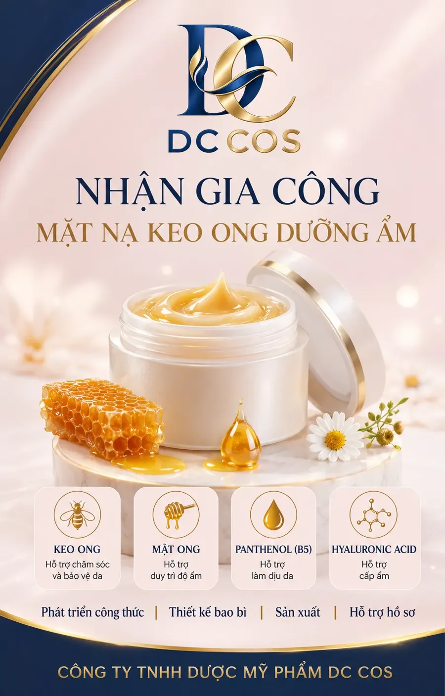 Gia công mặt nạ keo ong dưỡng ẩm