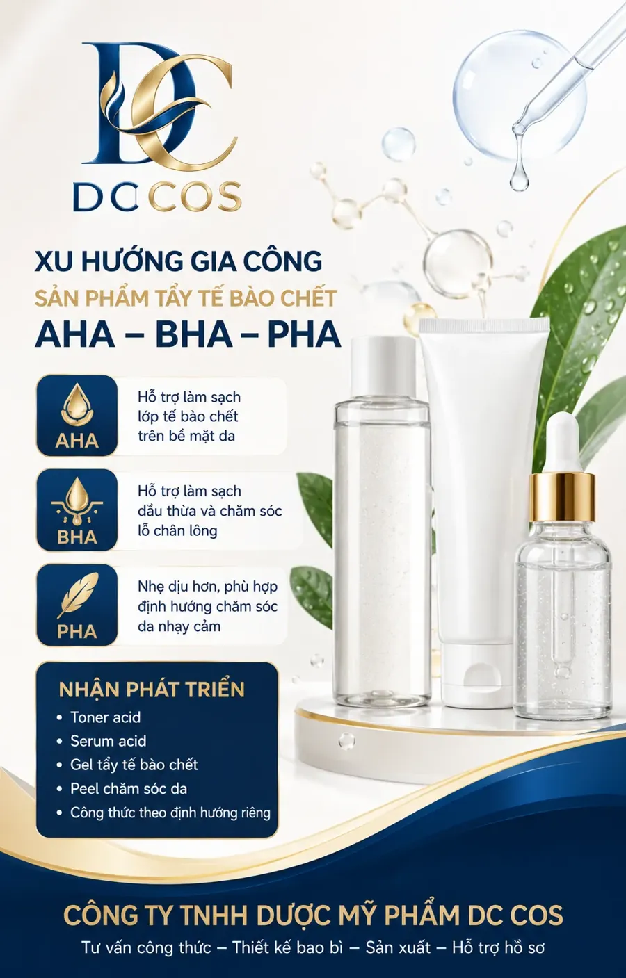 Gia công sản phẩm nhóm AHA – BHA – PHA