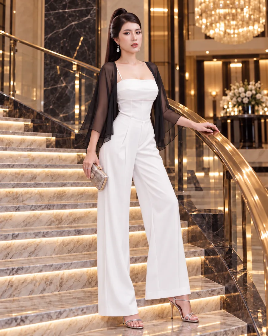 Áo Choàng Voan Tay Loe – Đen