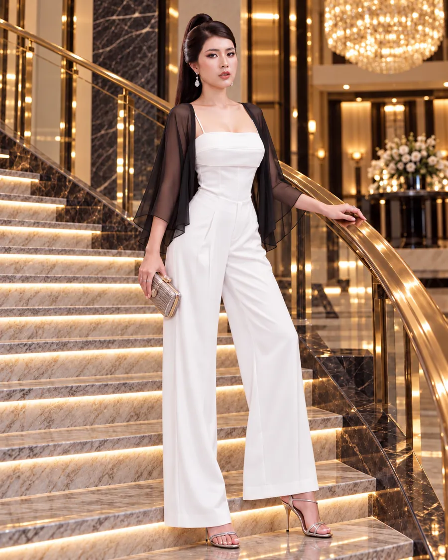 Áo Choàng Voan Tay Loe – Đen — ảnh 3