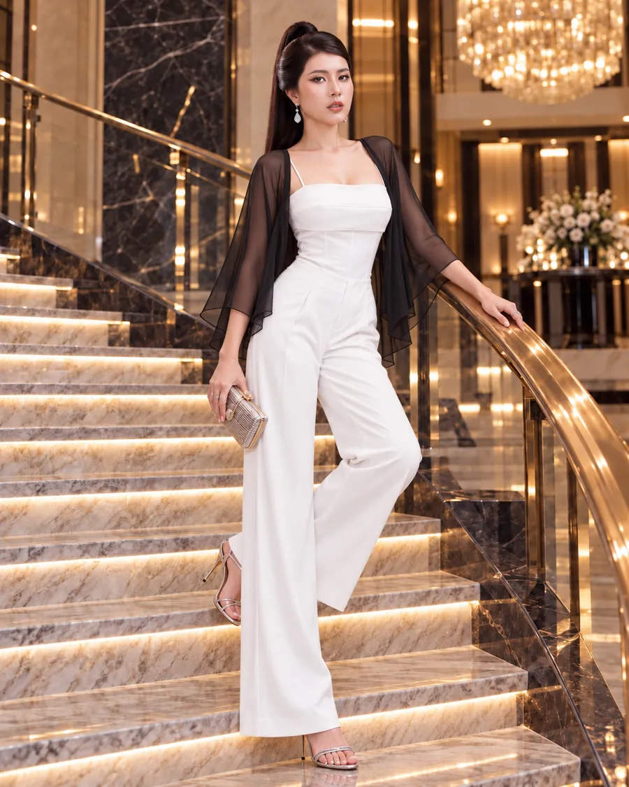 Áo Choàng Voan Tay Loe – Đen — ảnh 8