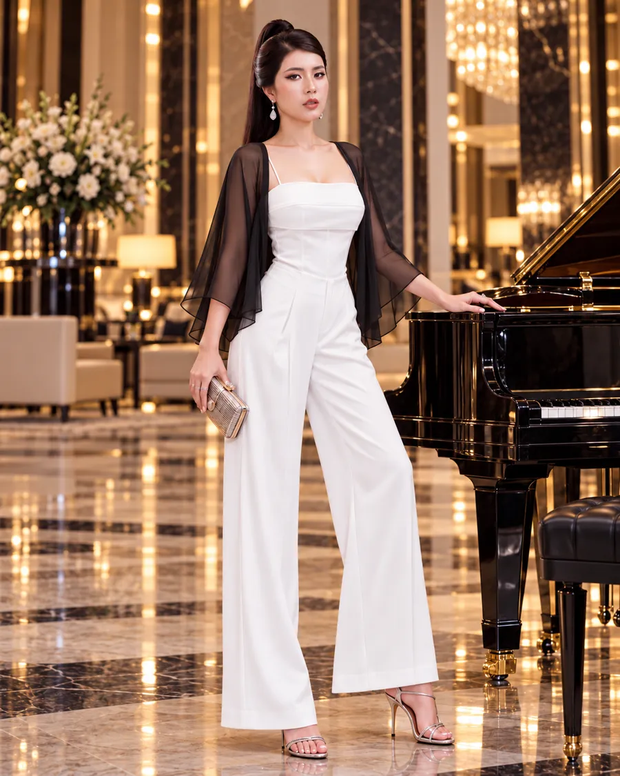 Áo Choàng Voan Tay Loe – Đen — ảnh 11