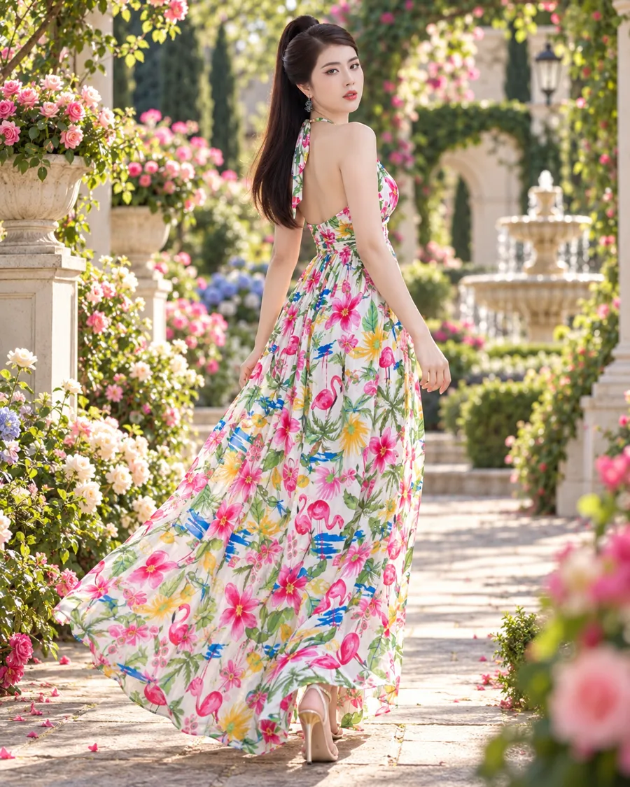 Đầm Maxi Hoa Nhiệt Đới Cổ Yếm — ảnh 9