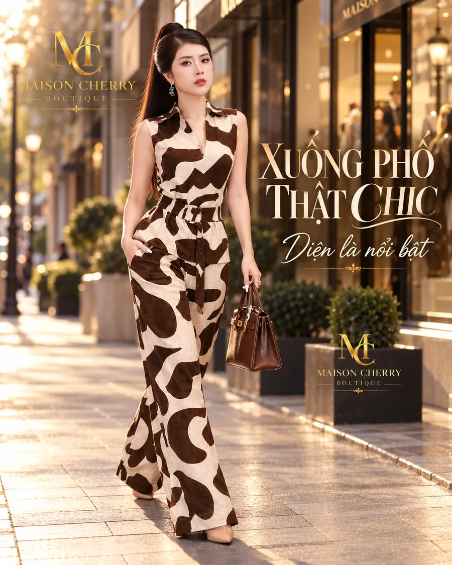 Set Linen Gân Họa Tiết Loang Nâu Kem — ảnh 5