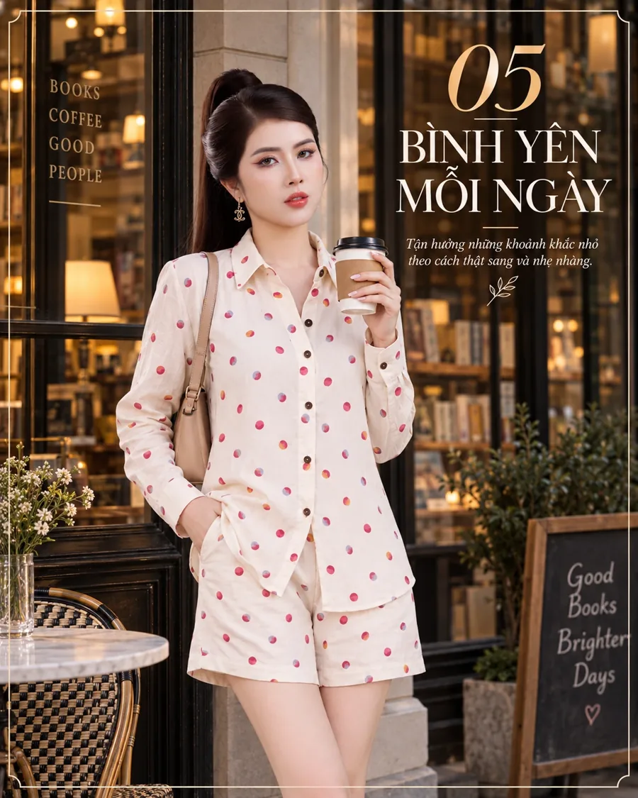 Set Linen Chấm Bi Đa Sắc