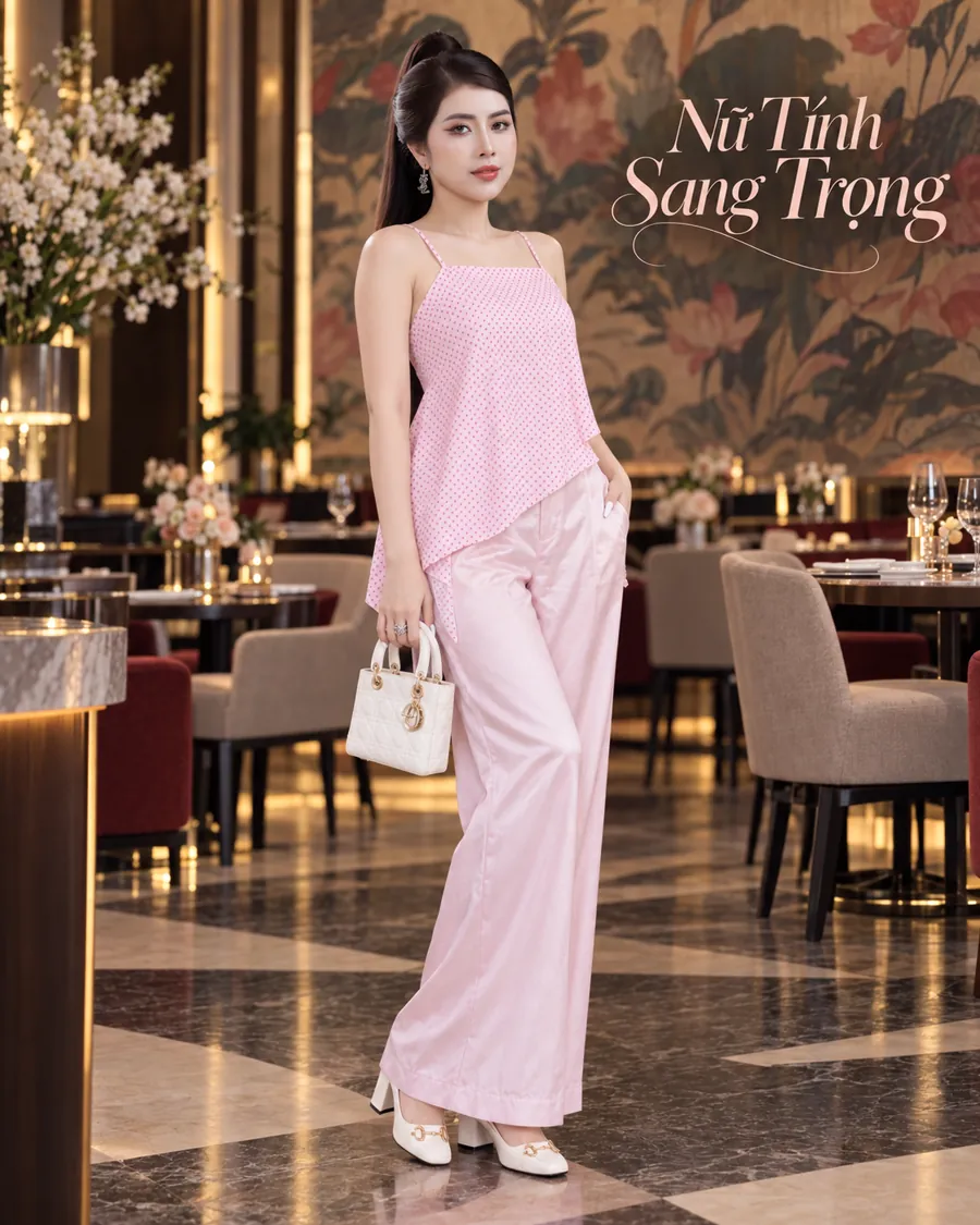 Set Áo Dây Tà Xéo Hồng Phối Quần Dài — ảnh 9