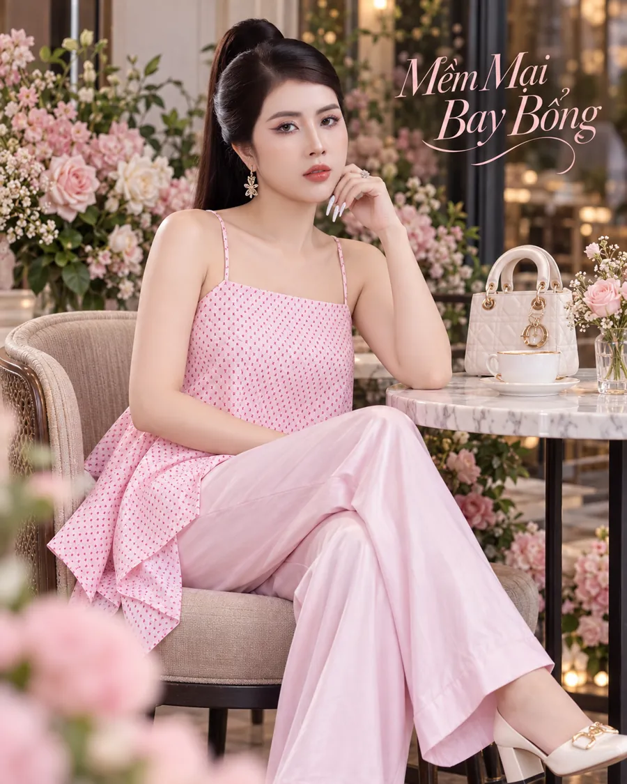 Set Áo Dây Tà Xéo Hồng Phối Quần Dài — ảnh 10
