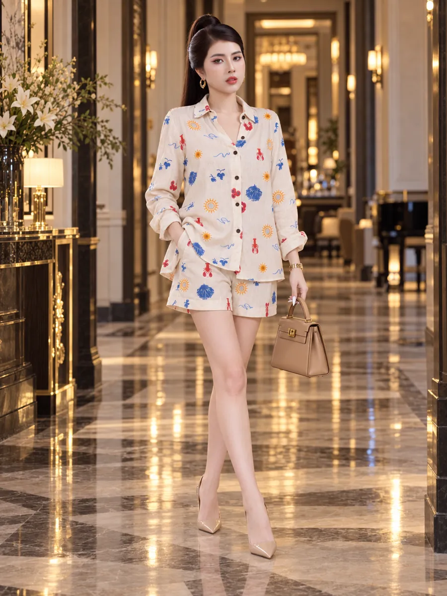 Set Sơ Mi Họa Tiết Màu Quần Short — ảnh 2