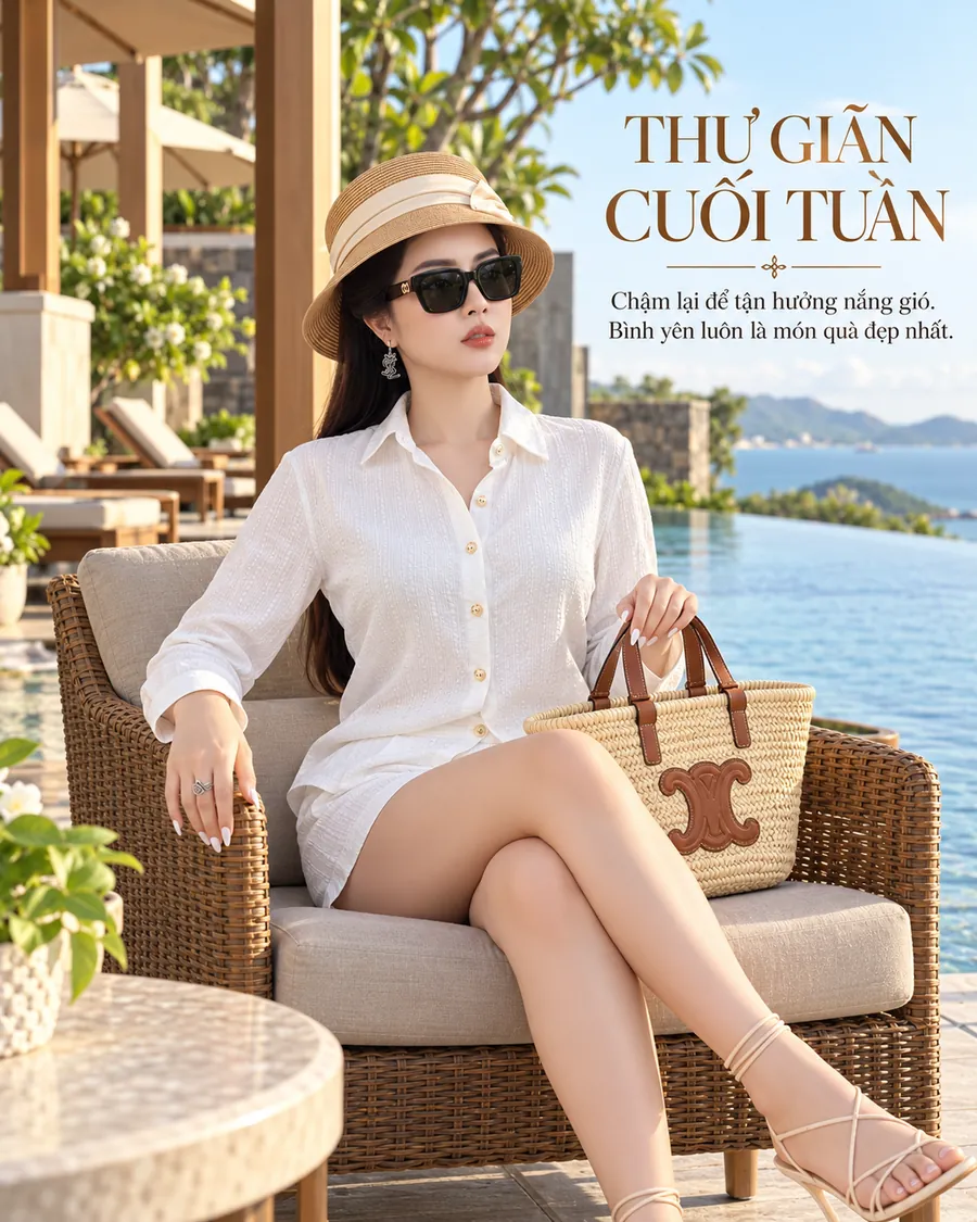 Set Linen Thêu Resort – Trắng Thanh Lịch — ảnh 3