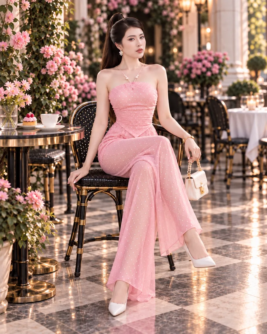 Set Áo Yếm Quần Voan Ống Rộng – Hồng — ảnh 7